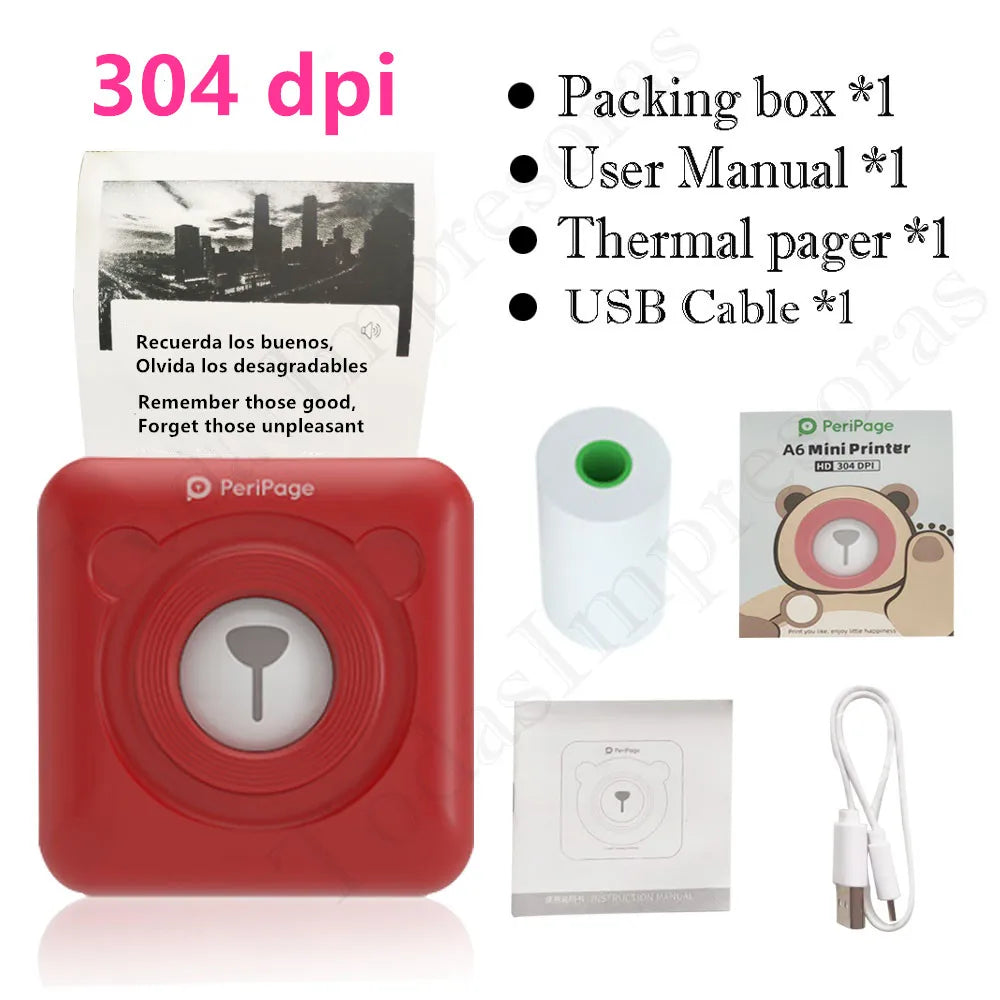 Mini-imprimante de poche PeriPage originale 304dpi, Bluetooth A6, imprimante Photo thermique, couleur marron jaune, téléphone portable, Android IOS, cadeau