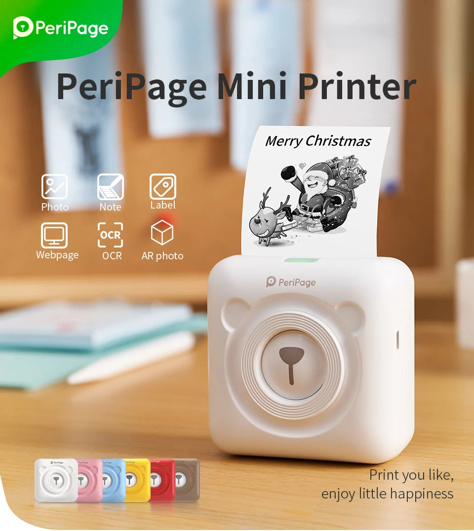Mini-imprimante de poche PeriPage originale 304dpi, Bluetooth A6, imprimante Photo thermique, couleur marron jaune, téléphone portable, Android IOS, cadeau