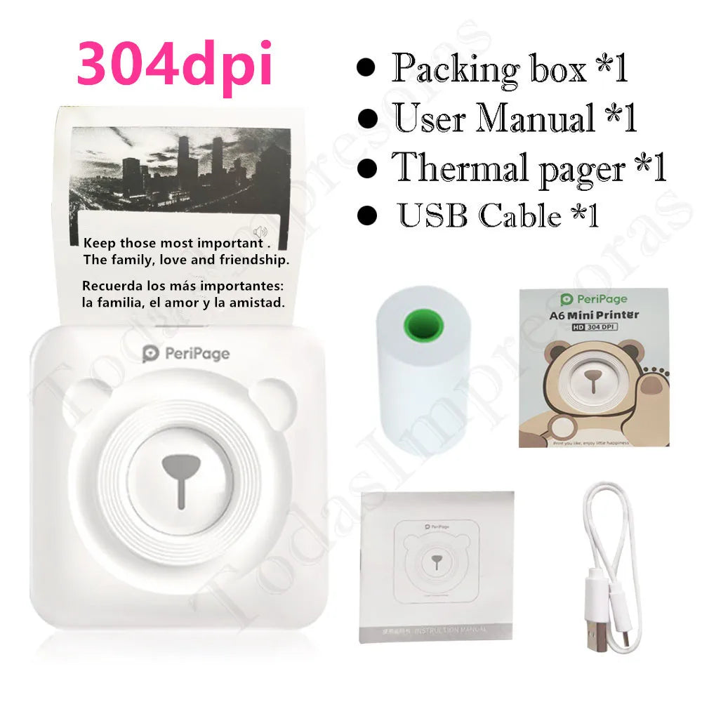 Mini-imprimante de poche PeriPage originale 304dpi, Bluetooth A6, imprimante Photo thermique, couleur marron jaune, téléphone portable, Android IOS, cadeau