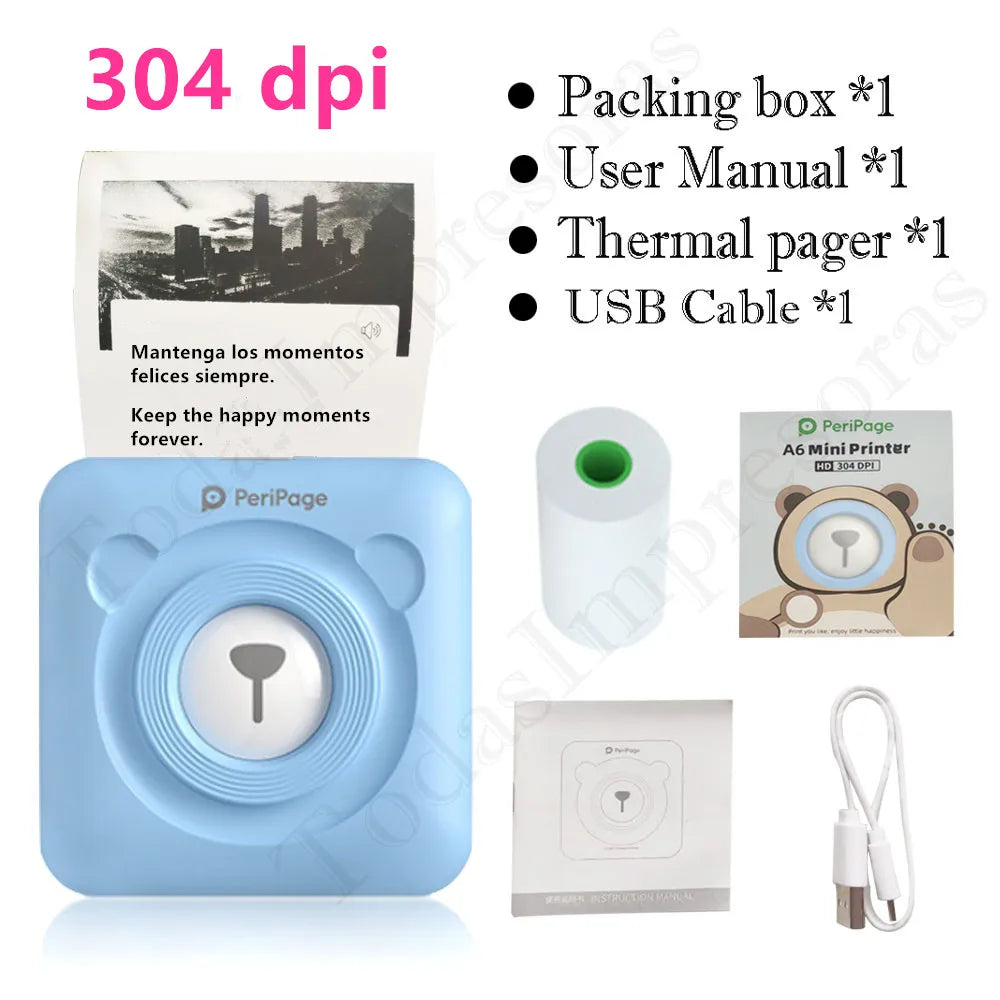 Mini-imprimante de poche PeriPage originale 304dpi, Bluetooth A6, imprimante Photo thermique, couleur marron jaune, téléphone portable, Android IOS, cadeau