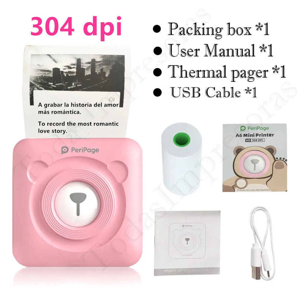 Mini-imprimante de poche PeriPage originale 304dpi, Bluetooth A6, imprimante Photo thermique, couleur marron jaune, téléphone portable, Android IOS, cadeau