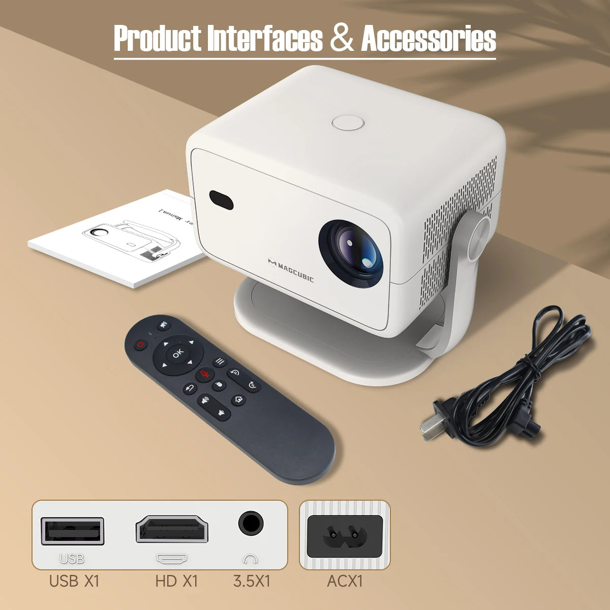 Magcubic-Projecteur Natif 1080P 650ANSI 4K, Android 11 L018, avec Rotation 360°, Auto Keystone Focus, Wifi6 BTstimulations, Portable Movie Outdoor
