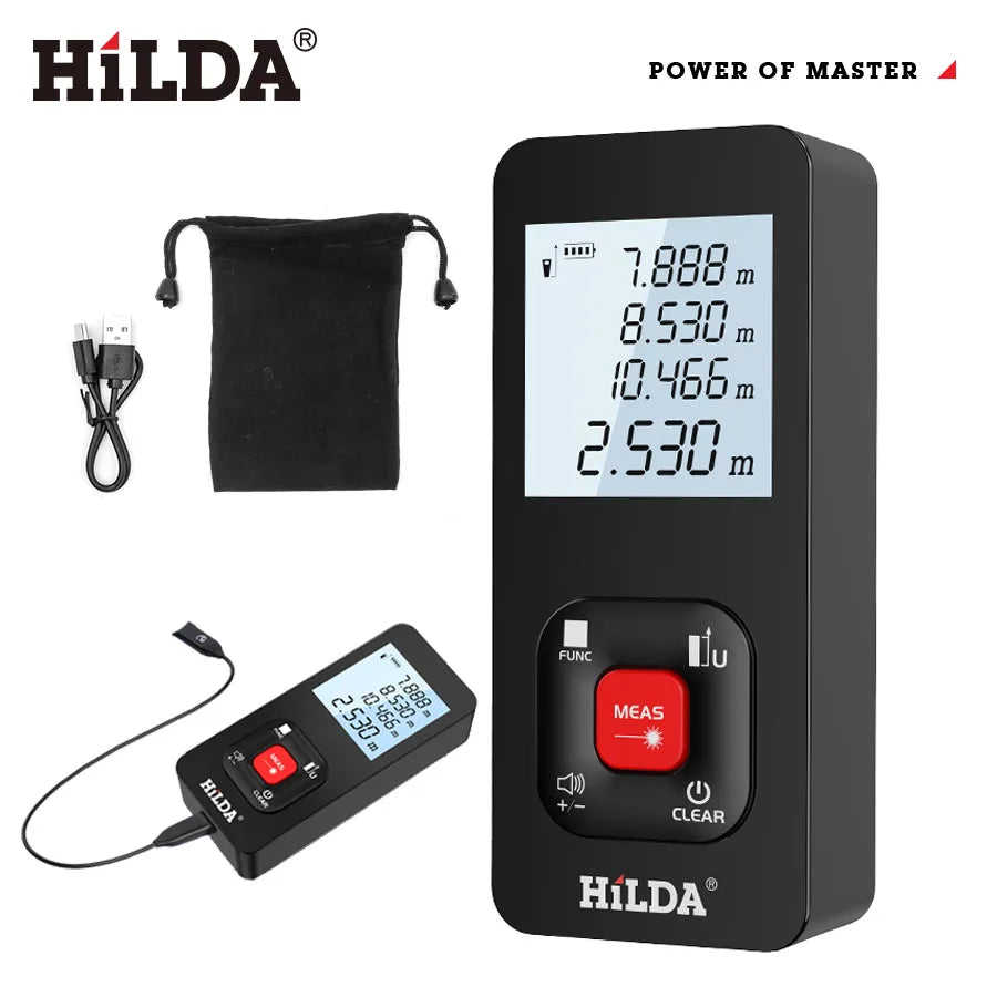 HILDA Laser Distance 50M/100M/120M Télémètre Profesional Mètre Laser Range Finder Règle Outil de Test