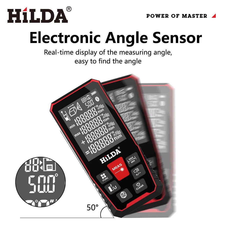 HILDA Laser Distance 50M/100M/120M Télémètre Profesional Mètre Laser Range Finder Règle Outil de Test