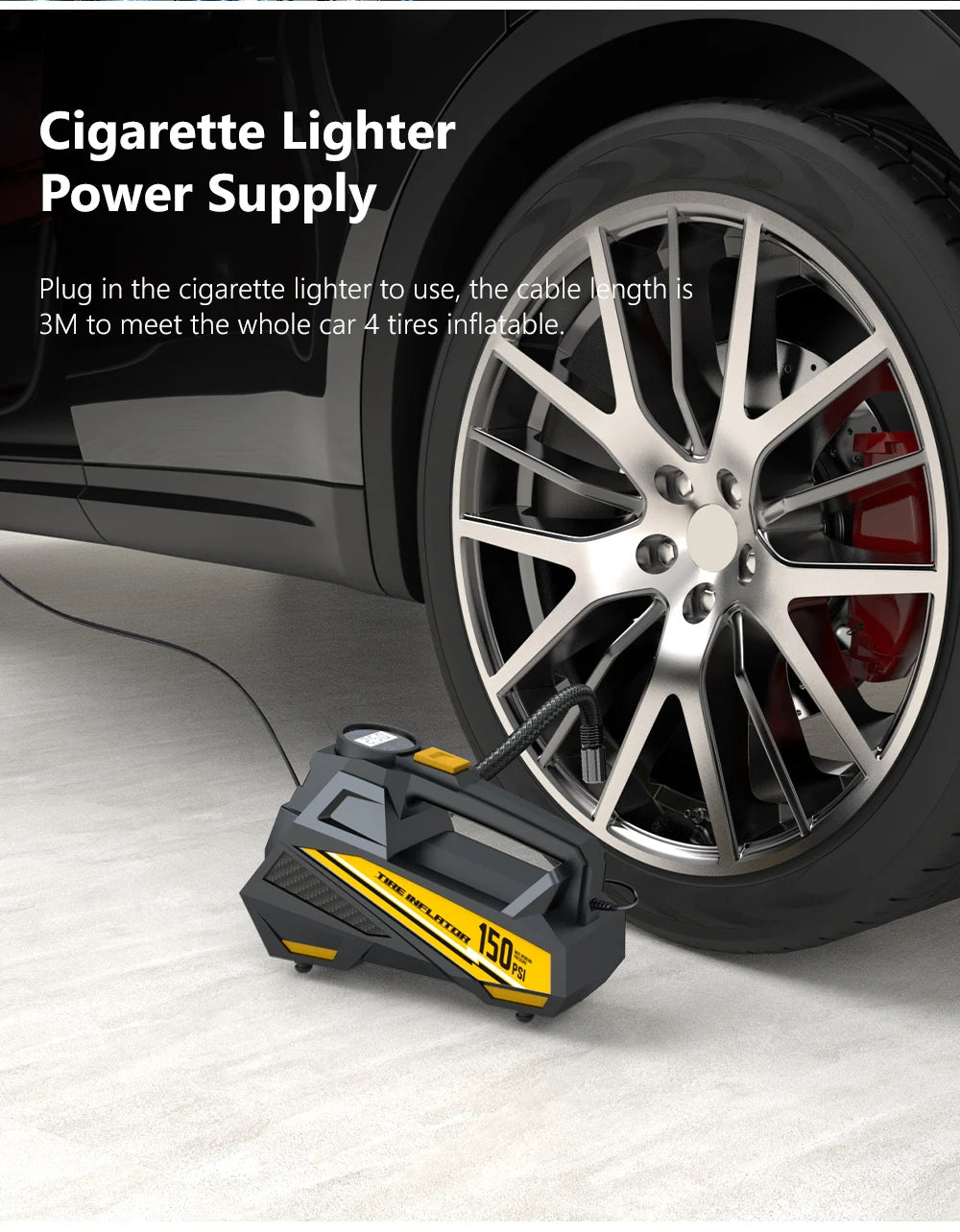 Pompe à Air de voiture Portable filaire améliorée 12V 150PSI pompe de gonflage de pneu électrique moto vélo balle lumière LED compresseur d'air de voiture