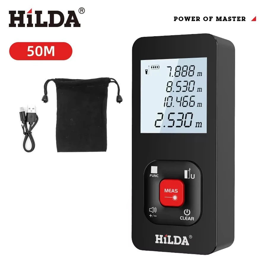 HILDA Laser Distance 50M/100M/120M Télémètre Profesional Mètre Laser Range Finder Règle Outil de Test