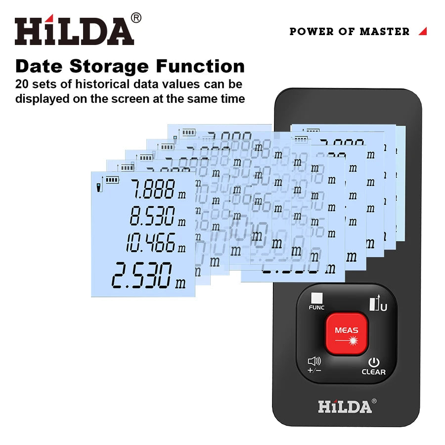 HILDA Laser Distance 50M/100M/120M Télémètre Profesional Mètre Laser Range Finder Règle Outil de Test