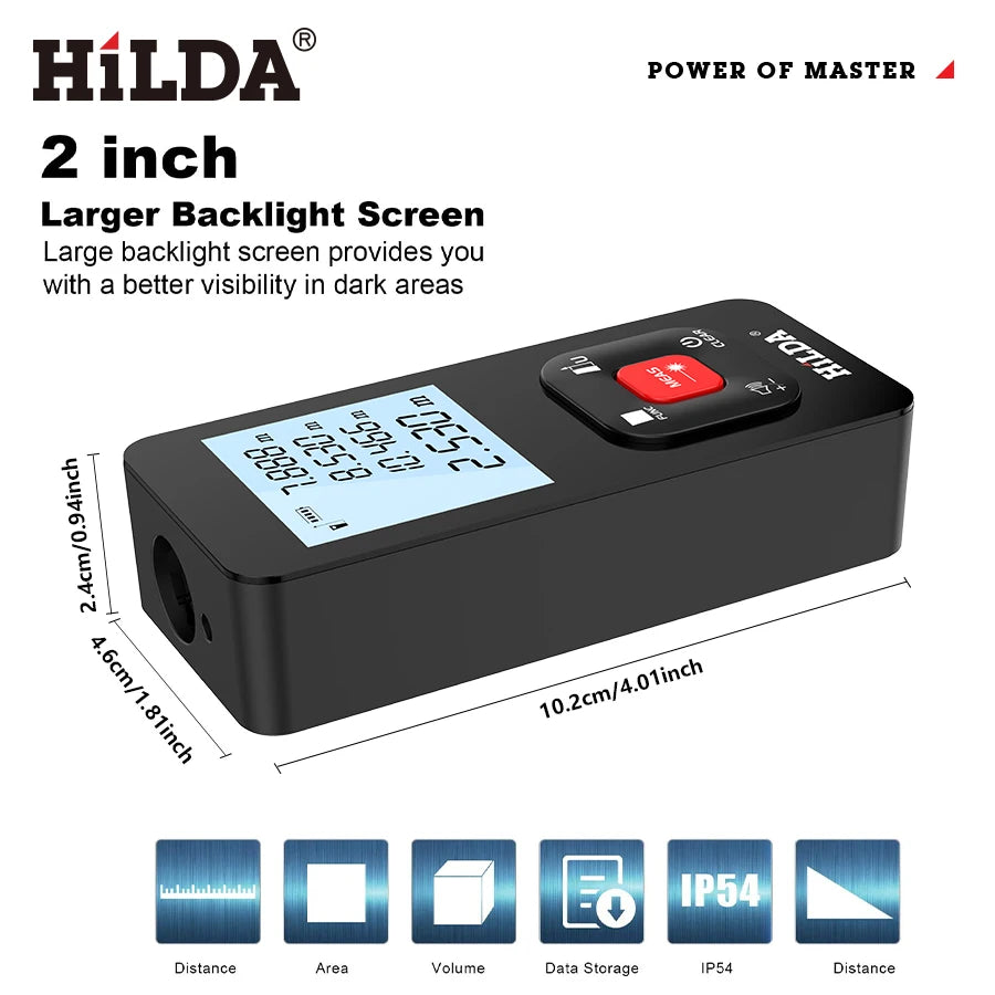 HILDA Laser Distance 50M/100M/120M Télémètre Profesional Mètre Laser Range Finder Règle Outil de Test