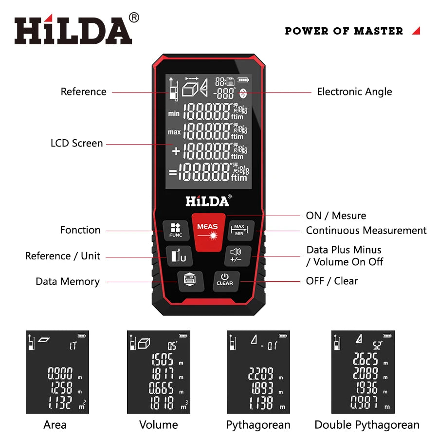 HILDA Laser Distance 50M/100M/120M Télémètre Profesional Mètre Laser Range Finder Règle Outil de Test