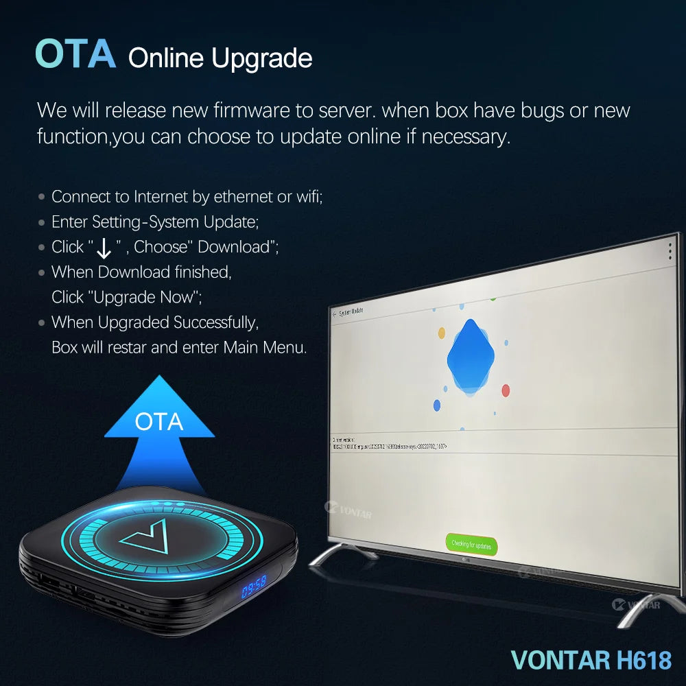 VONTAR H618 Smart TV Box Android 12 Allwinner Quad Core Cortex A53 Soutien 8K Vidéo Wifi Google Voix Media Player Set Top Box
