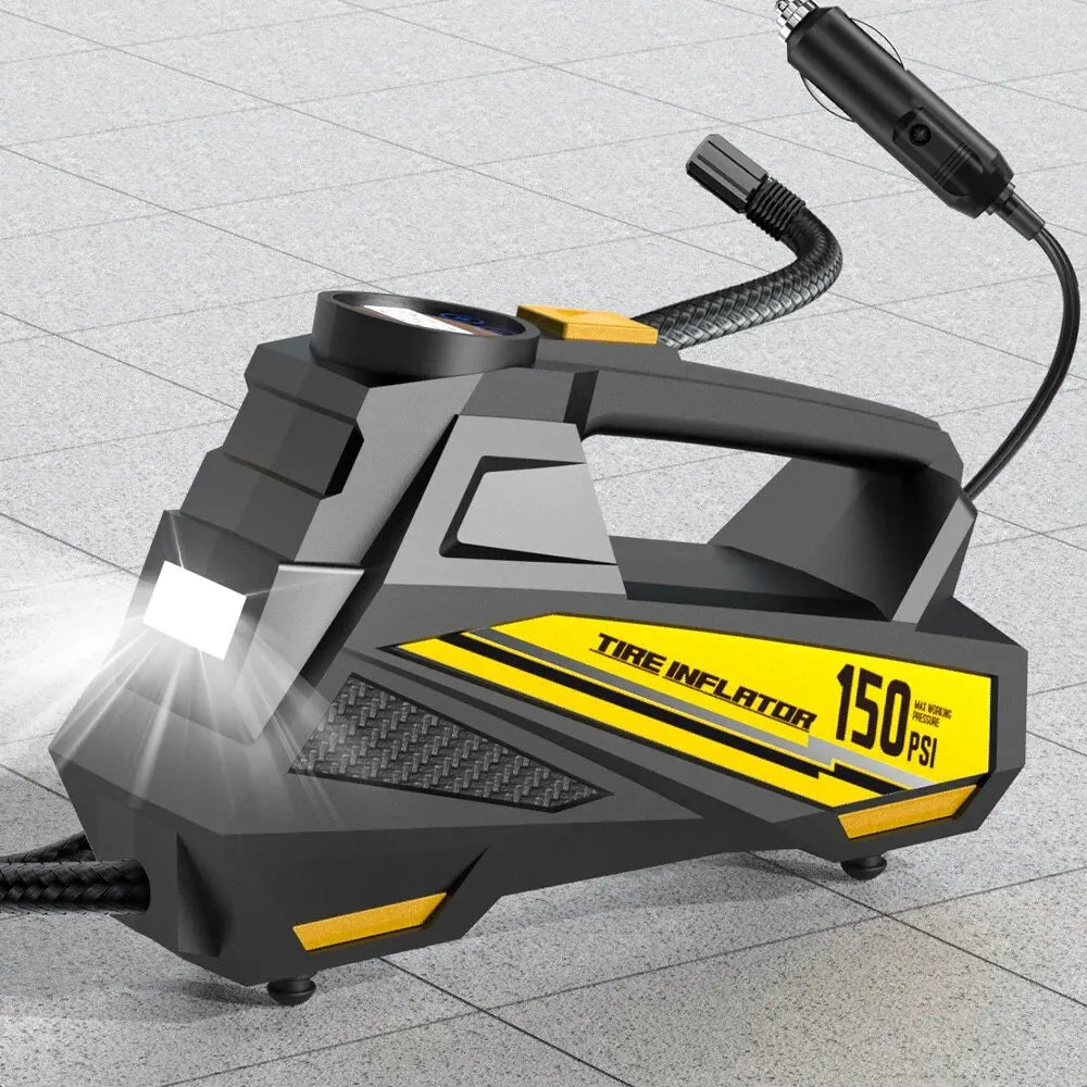 Pompe à Air de voiture Portable filaire améliorée 12V 150PSI pompe de gonflage de pneu électrique moto vélo balle lumière LED compresseur d'air de voiture
