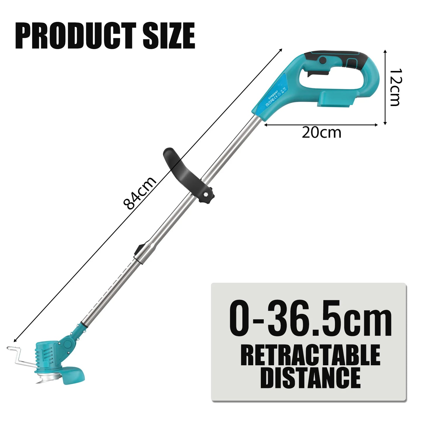 Tondeuse à gazon sans fil compatible avec batterie Makita 2x 18V/3.0Ah, coupe-bordure léger pour mauvaises herbes, arbustes, cultures, tondeuse à gazon