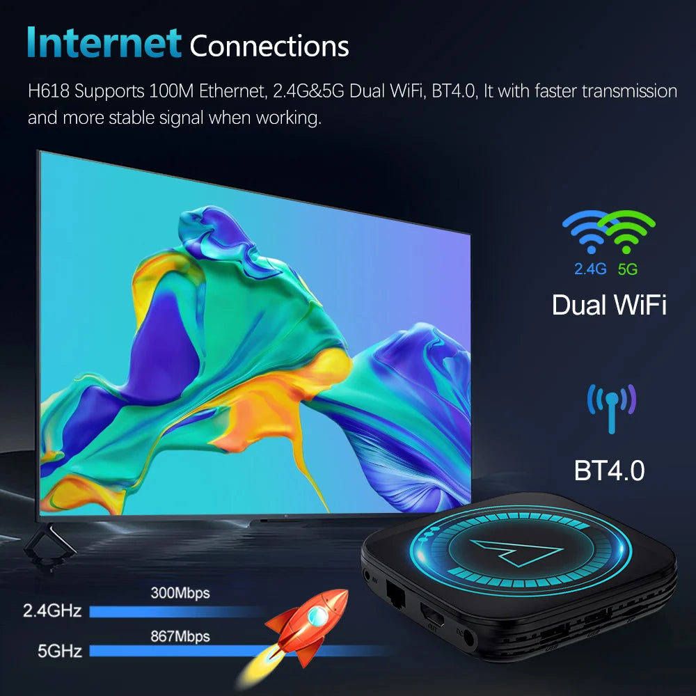 VONTAR H618 Smart TV Box Android 12 Allwinner Quad Core Cortex A53 Soutien 8K Vidéo Wifi Google Voix Media Player Set Top Box