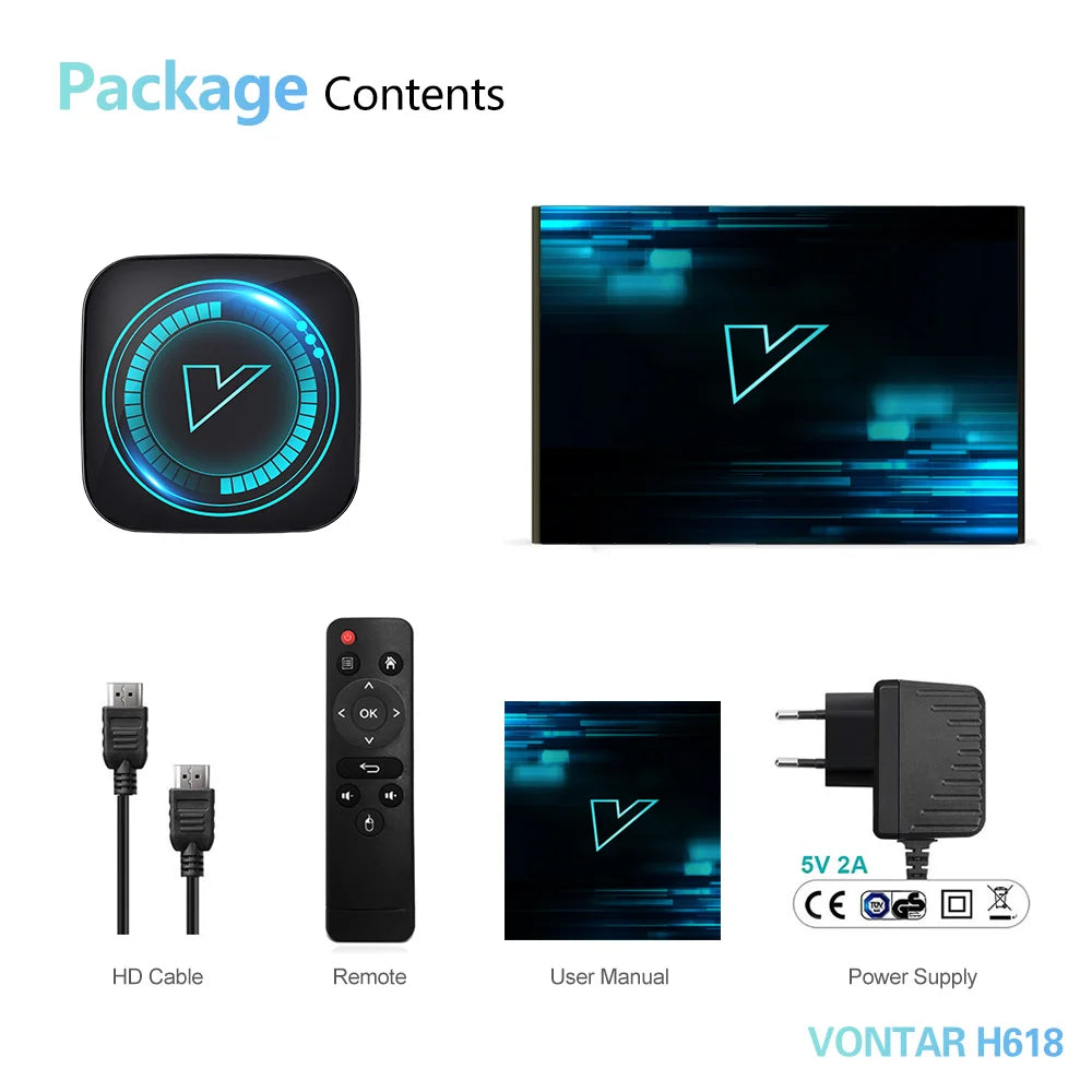 VONTAR H618 Smart TV Box Android 12 Allwinner Quad Core Cortex A53 Soutien 8K Vidéo Wifi Google Voix Media Player Set Top Box